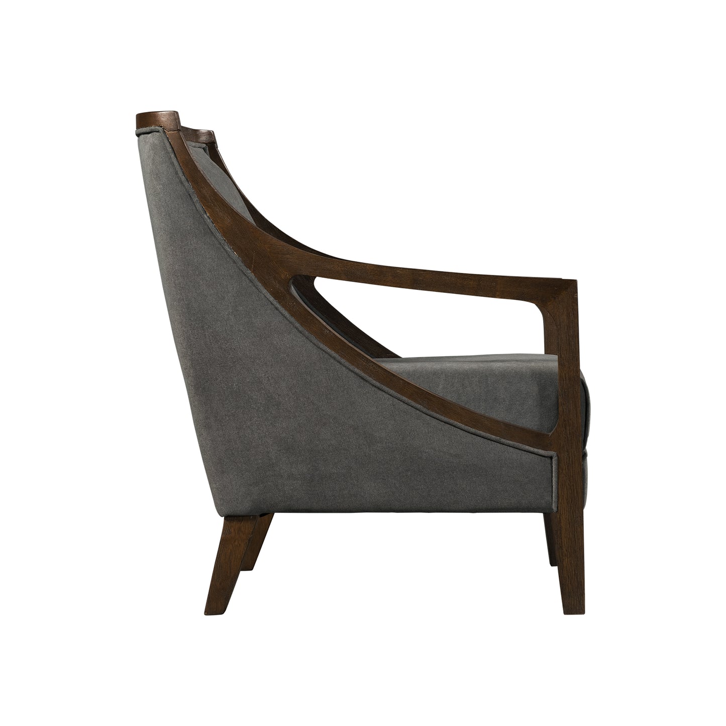 Hopkins Chair w/Brown Arm Columbia Charcoal (ISTA 3)