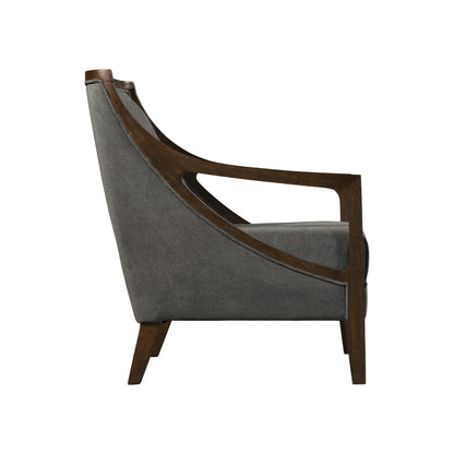 Hopkins Chair w/Brown Arm Columbia Charcoal (ISTA 3)