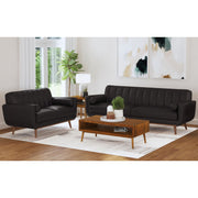 Horizon Sofa with Wood Front and 2 6" bolster Pillows in Pebble Dark Grey