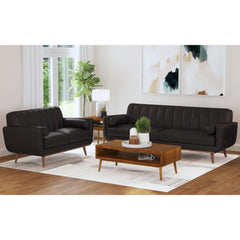 Horizon Sofa with Wood Front and 2 6" bolster Pillows in Pebble Dark Grey