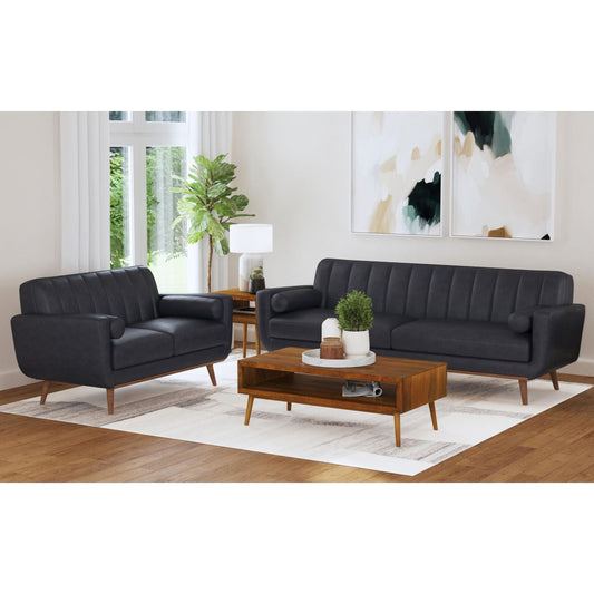 Horizon 2PC Living Room Set in Pebble Navy-Sofa & Loveseat