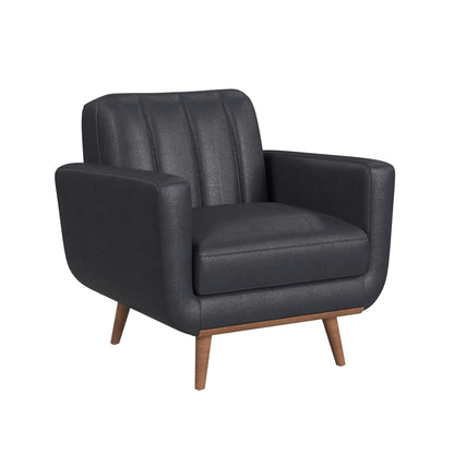 Horizon Chair with Wood Front in Pebble Navy