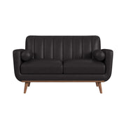 Horizon Loveseat with Wood Front 2 6" bolster Pillows in Pebble Dark Grey