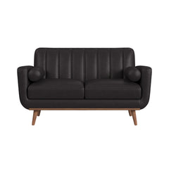 Horizon Loveseat with Wood Front 2 6" bolster Pillows in Pebble Dark Grey