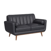 Horizon Loveseat with Wood Front 2 6" bolster Pillows in Pebble Navy