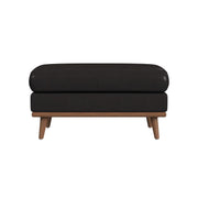 Horizon Ottoman with Wood Base in Pebble Dark Grey