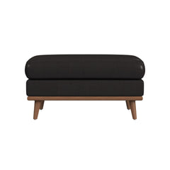 Horizon Ottoman with Wood Base in Pebble Dark Grey