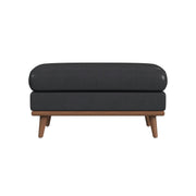 Horizon Ottoman with Wood Base in Pebble Navy