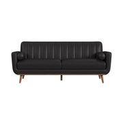 Horizon Sofa with Wood Front and 2 6" bolster Pillows in Pebble Dark Grey