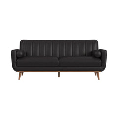 Horizon Sofa with Wood Front and 2 6" bolster Pillows in Pebble Dark Grey