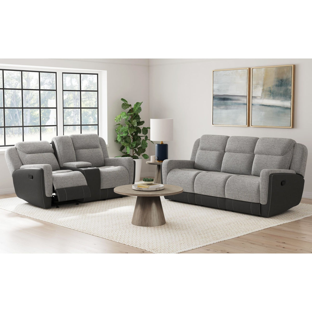 Hornet Motion Glider Loveseat With Console In Rancho Grey