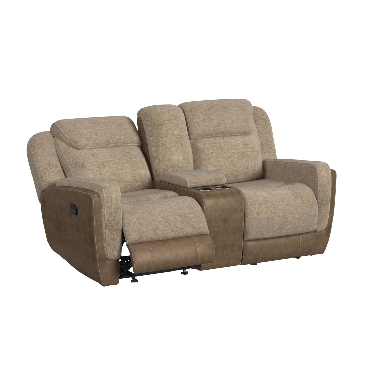 Hornet Motion Glider Loveseat with Console in Rancho Beige