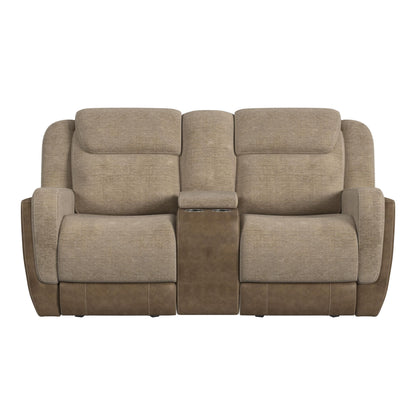 Hornet Motion Glider Loveseat with Console in Rancho Beige