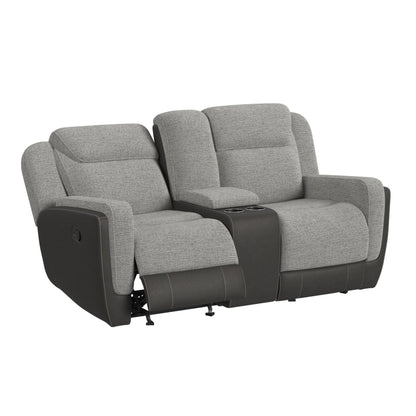 Hornet Motion Glider Loveseat with Console in Rancho Grey