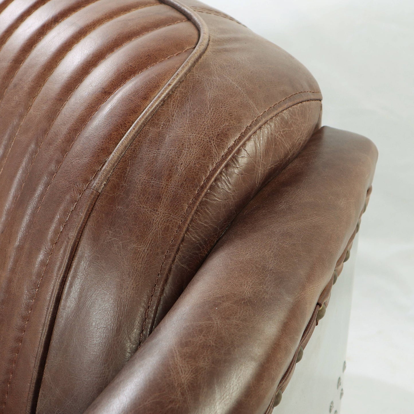 Brancaster Top Grain Leather Upholstered Loveseat