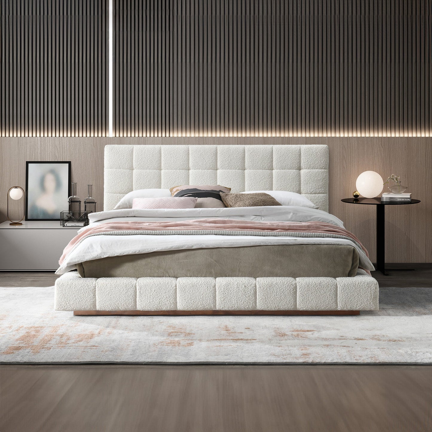 Cama Queen Hudson Ivory Boucle