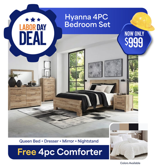 Hyanna 4PC  Queen Bedroom Set + FREE Four Pieces Comfort Set