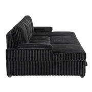 Sofá cama seccional tapizado en chenilla Ashford en color grisáceo