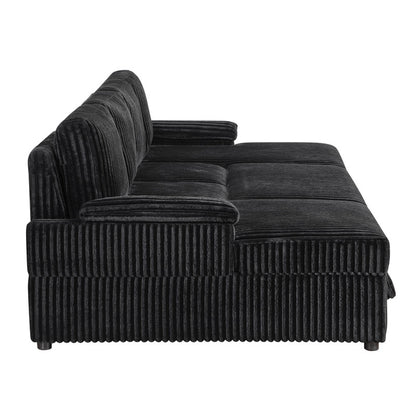 Ember  Black Sectional Sofa W/ Pull Out Bed & 2 Chaise