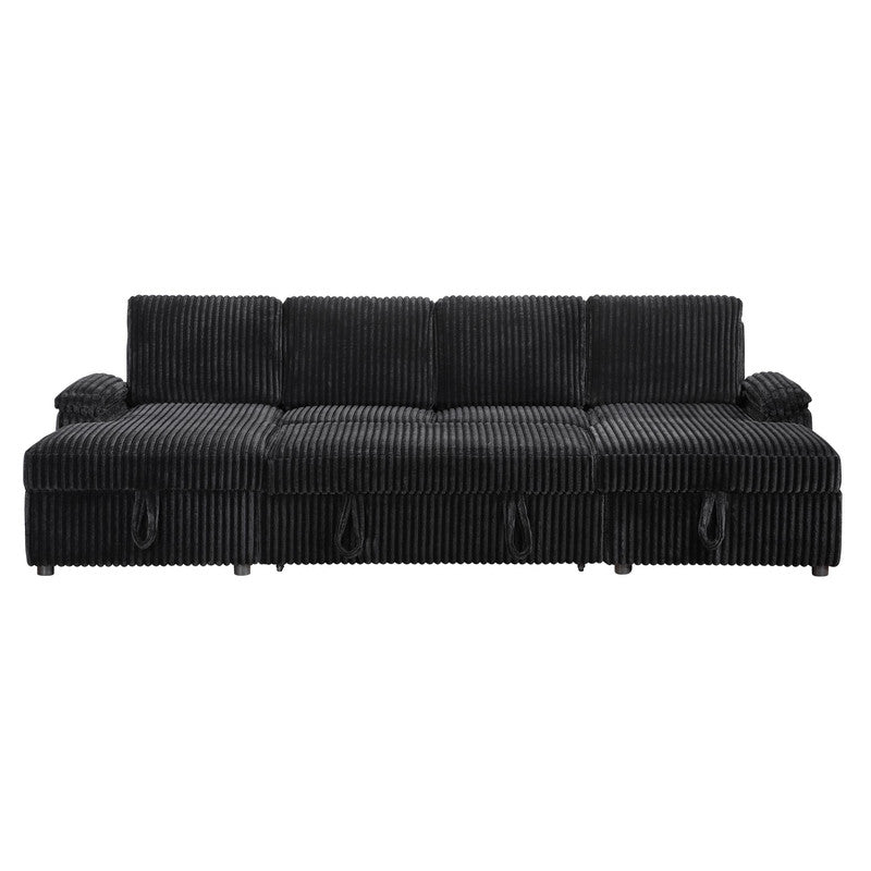 Ember  Black Sectional Sofa W/ Pull Out Bed & 2 Chaise