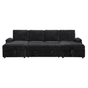 Sofá cama seccional tapizado en chenilla Ashford en color grisáceo
