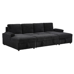 Sofá cama seccional tapizado en chenilla Ashford en color grisáceo
