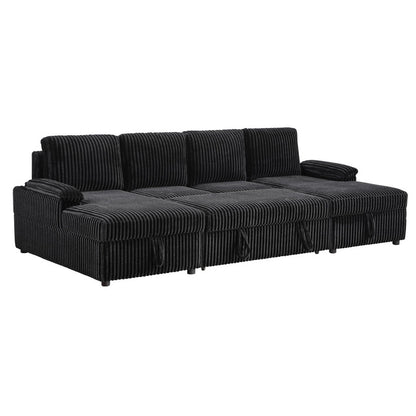 Ember  Black Sectional Sofa W/ Pull Out Bed & 2 Chaise