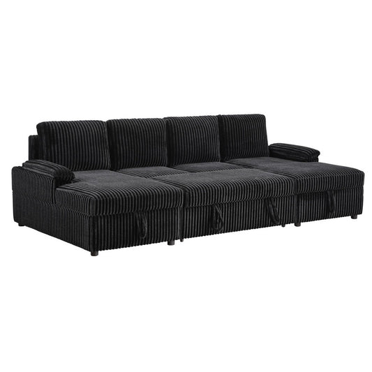 Ember  Black Sectional Sofa W/ Pull Out Bed & 2 Chaise