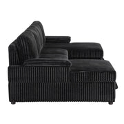 Sofá cama seccional tapizado en chenilla Ashford en color grisáceo