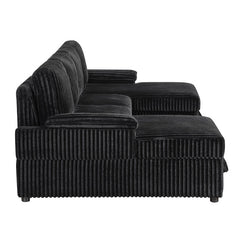Sofá cama seccional tapizado en chenilla Ashford en color grisáceo