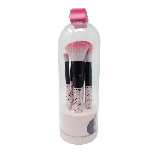 Minnie Mouse 6-Piece Makeup Brush Set with Decorative Bell Jar Holder