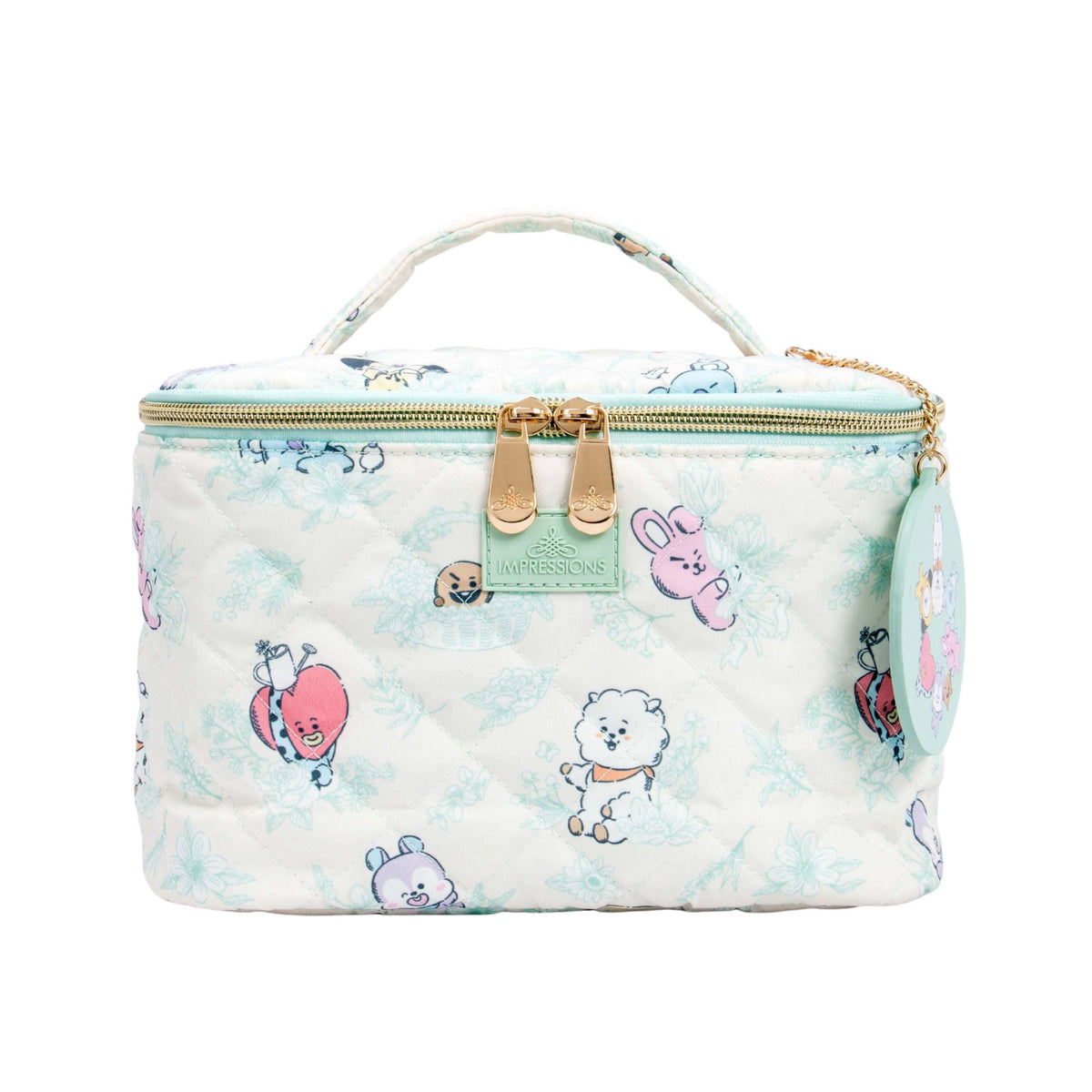 Impressions Vanity with BT21 Quilted Train Case w/ Mirror Keychain