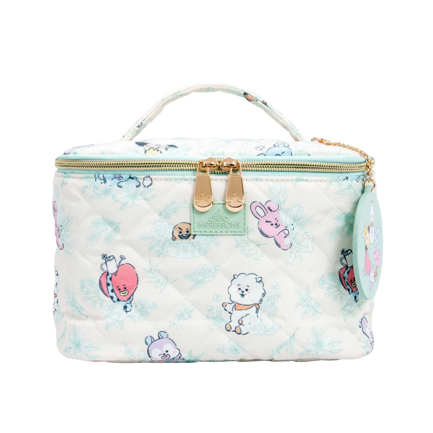 Impressions Vanity with BT21 Quilted Train Case w/ Mirror Keychain