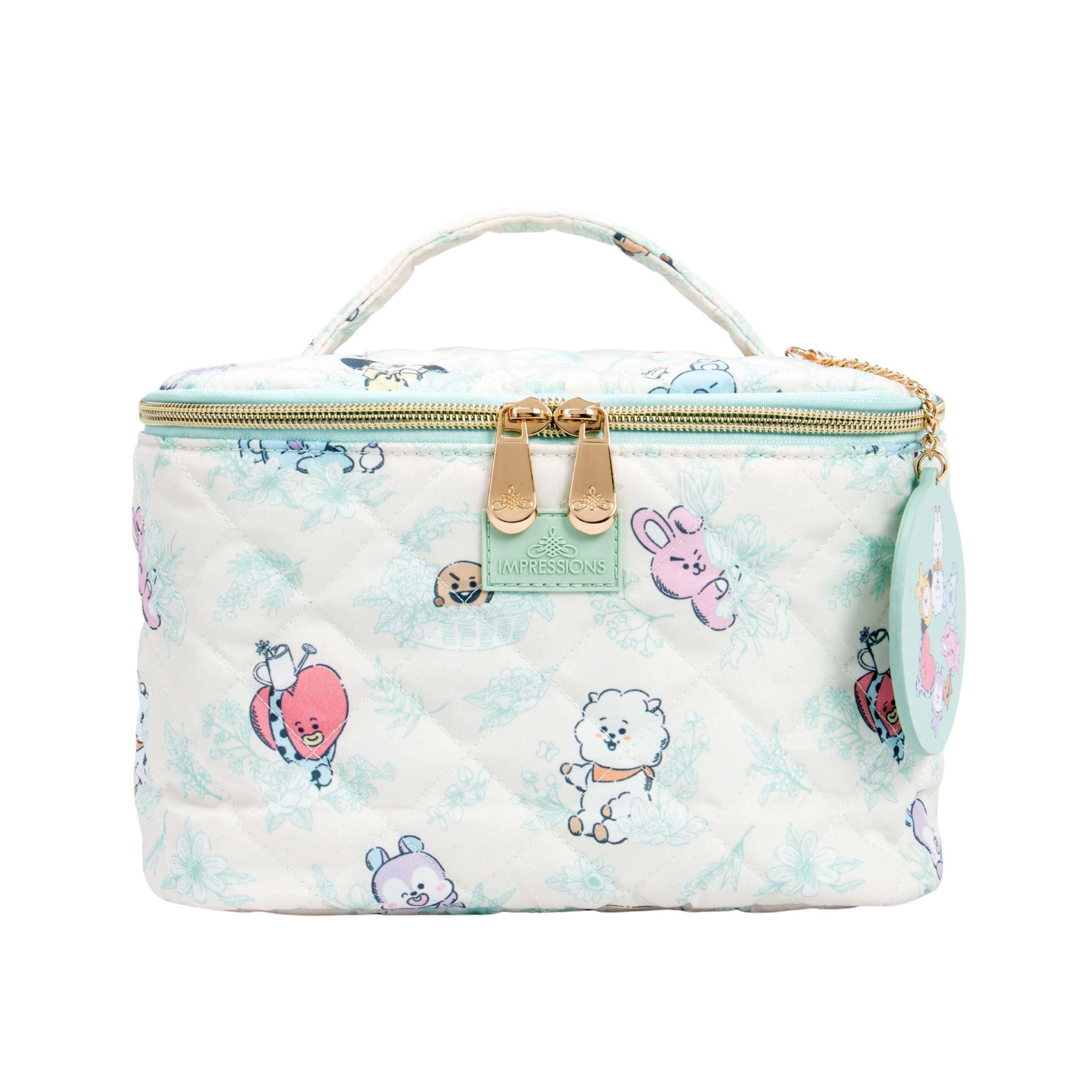 Impressions Vanity with BT21 Quilted Train Case w/ Mirror Keychain