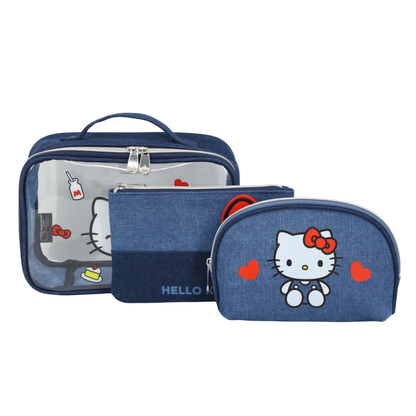 Hello Kitty¬Æ Denim 3-PC Makeup Bag Set