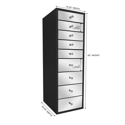 SlayStation® Mirrored 9-Drawers Vanity Storage Unit