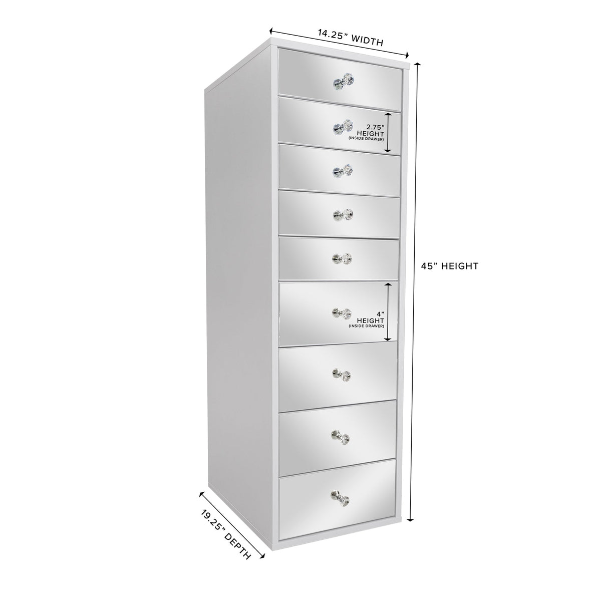SlayStation® Mirrored 9-Drawers Vanity Storage Unit