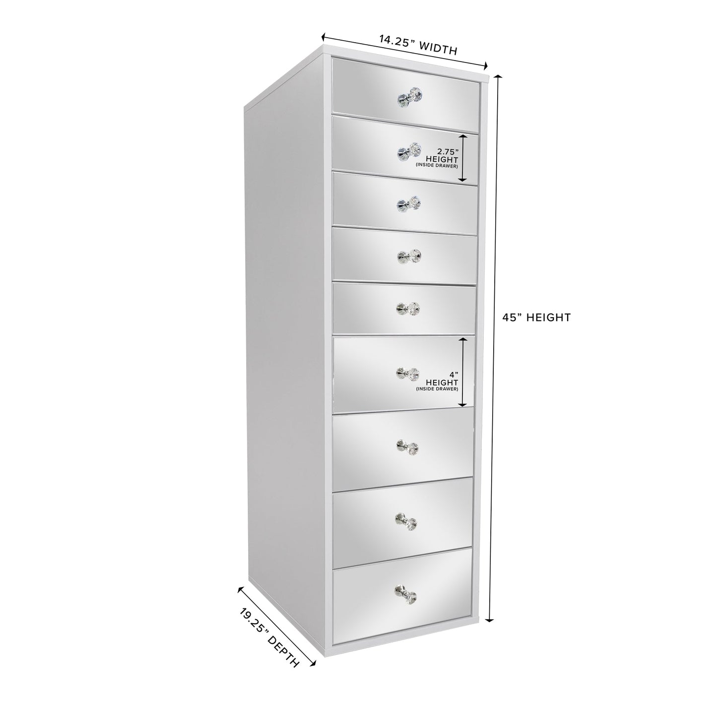 SlayStation® Mirrored 9-Drawers Vanity Storage Unit