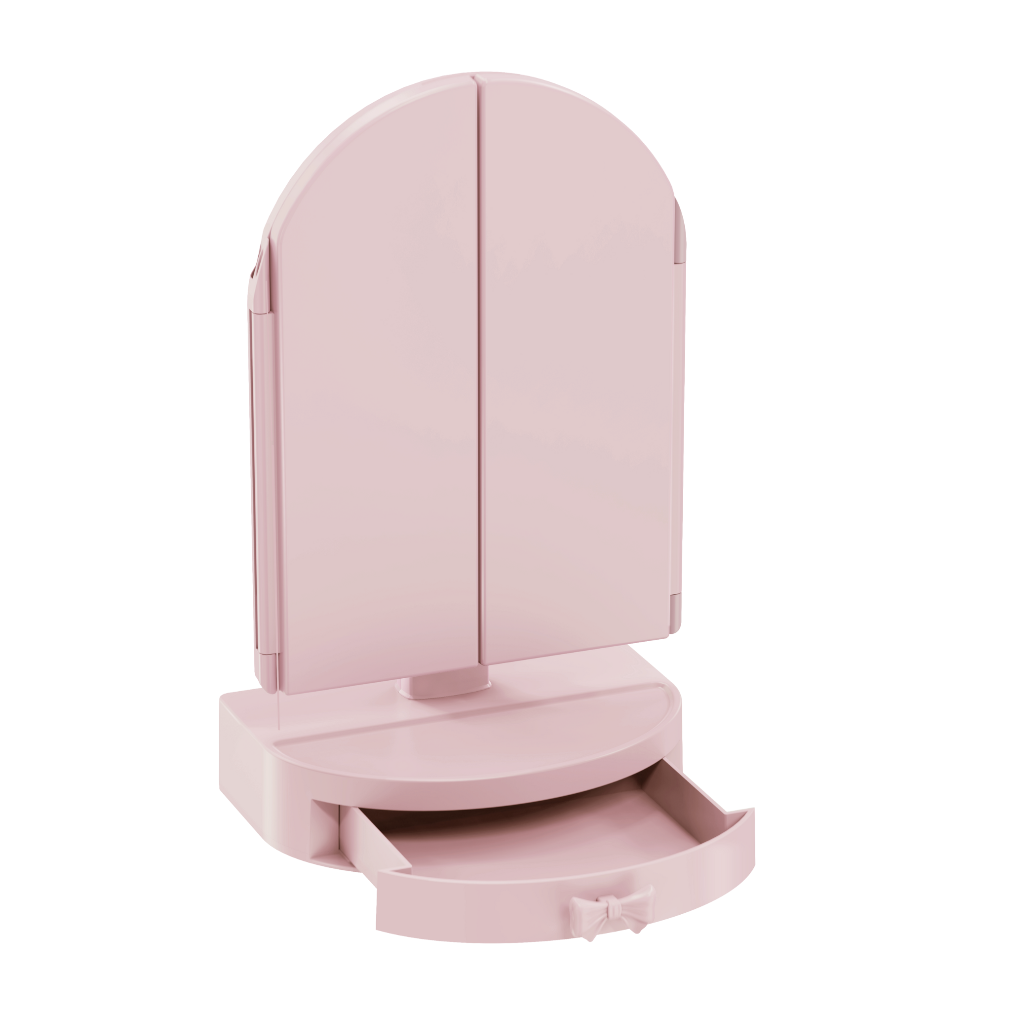 Darling Arch Trifold LED Tri-Tone Makeup Mirror With Drawer