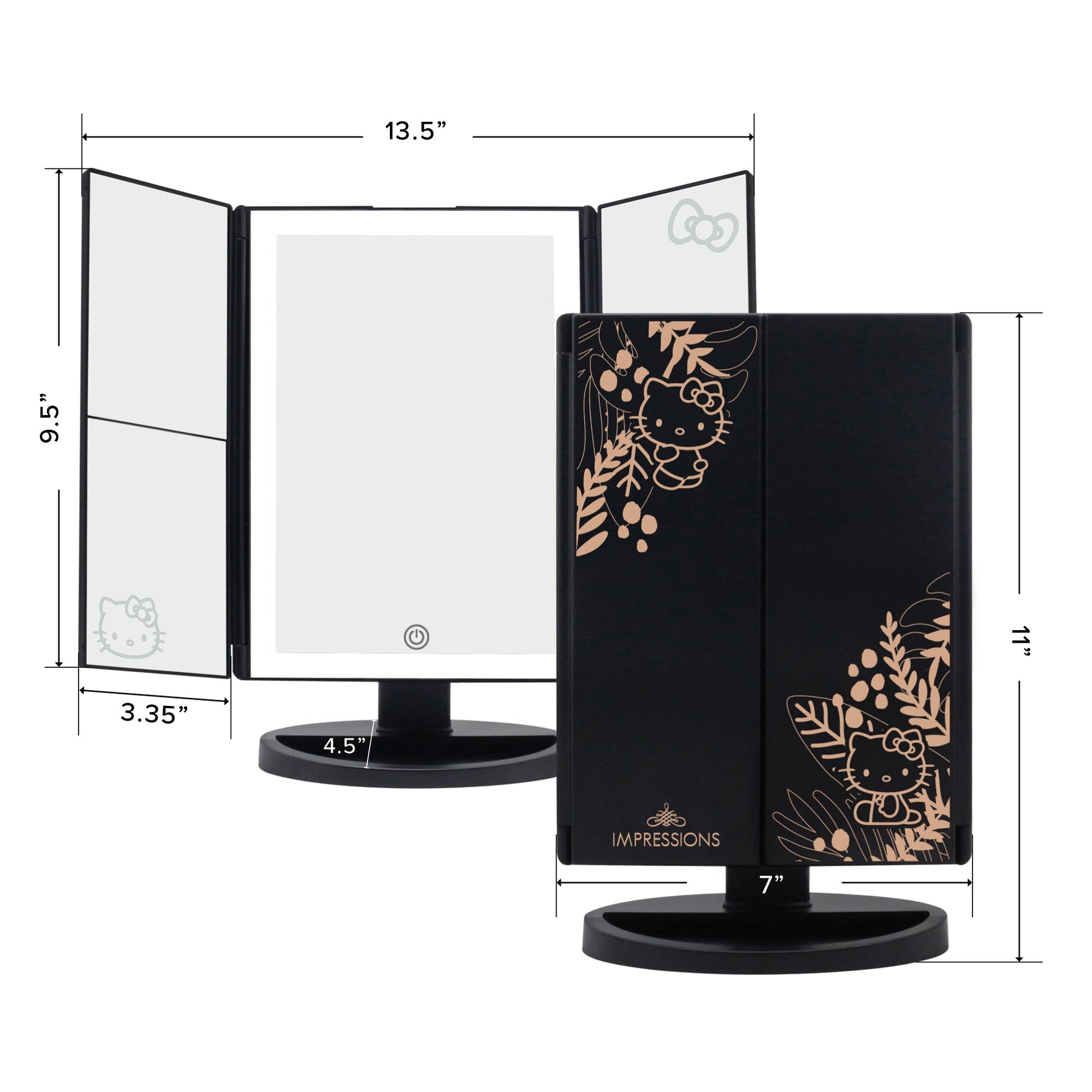 Hello Kitty Trifold LED Tri-Tone Makeup Mirror with Magnification
