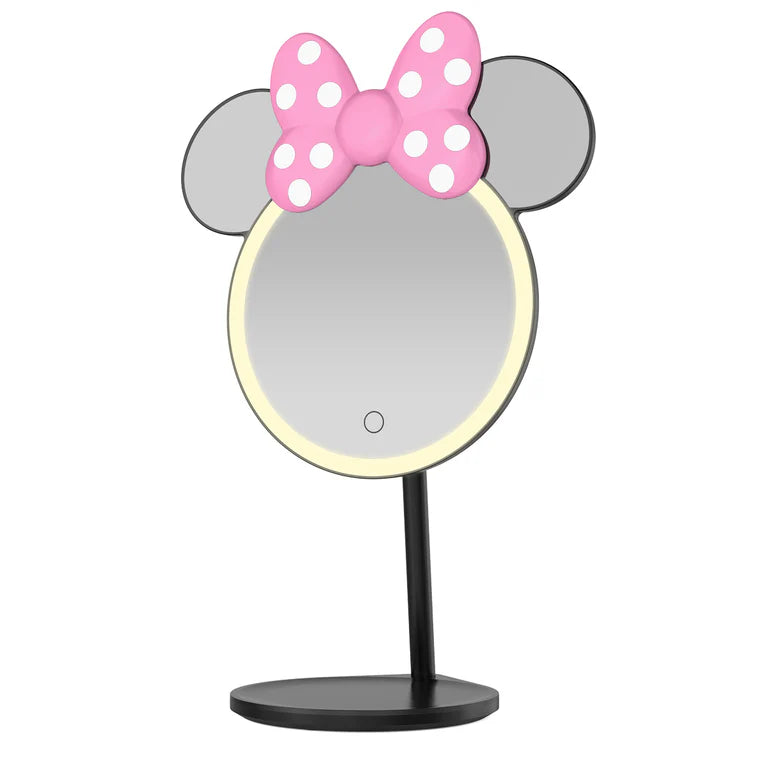 Espejo de maquillaje de mesa con luz LED y diseño de Minnie Mouse Bowtiful
