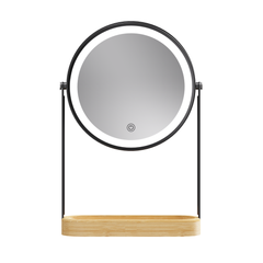 MirraLume Dual Sided LED Makeup Mirror w/ Bamboo Base