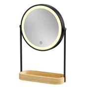 MirraLume Dual Sided LED Makeup Mirror w/ Bamboo Base