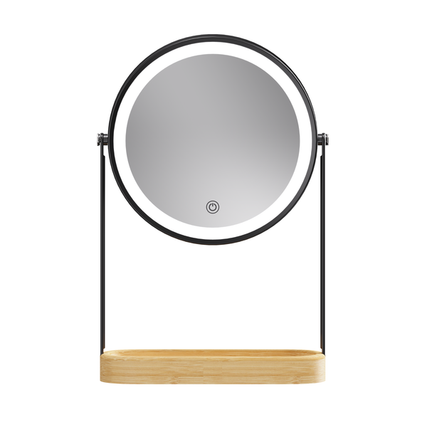 MirraLume Dual Sided LED Makeup Mirror w/ Bamboo Base