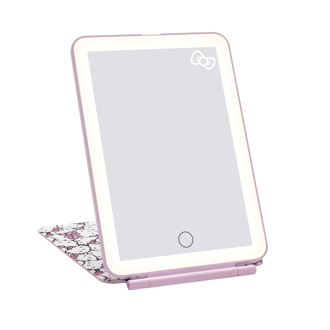 Espejo de maquillaje mini LED tricolor con panel táctil de Hello Kitty (blanco/rosa)