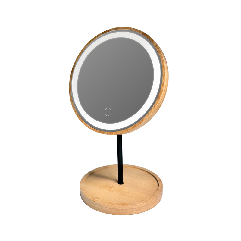 Zen Round LED Makeup Mirror w/ Catchall Tray