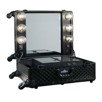 SlayCase® Pro Vanity Travel Train Case with Stand in Black Studded