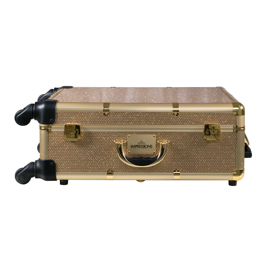 SlayCase® Pro Vanity Travel Train Case with Stand in Champagne Sparkle