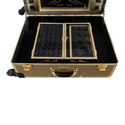 SlayCase® Pro Vanity Travel Train Case with Stand in Champagne Sparkle