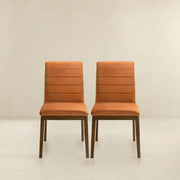 Silla de comedor Inés de terciopelo naranja quemado (juego de 2)